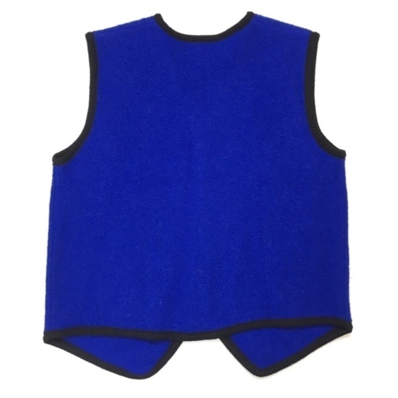 VINTAGE Christmas Vest 100% Boiled Wool Embroidered Zip Candy Canes Size Medium - Picture 2 of 9